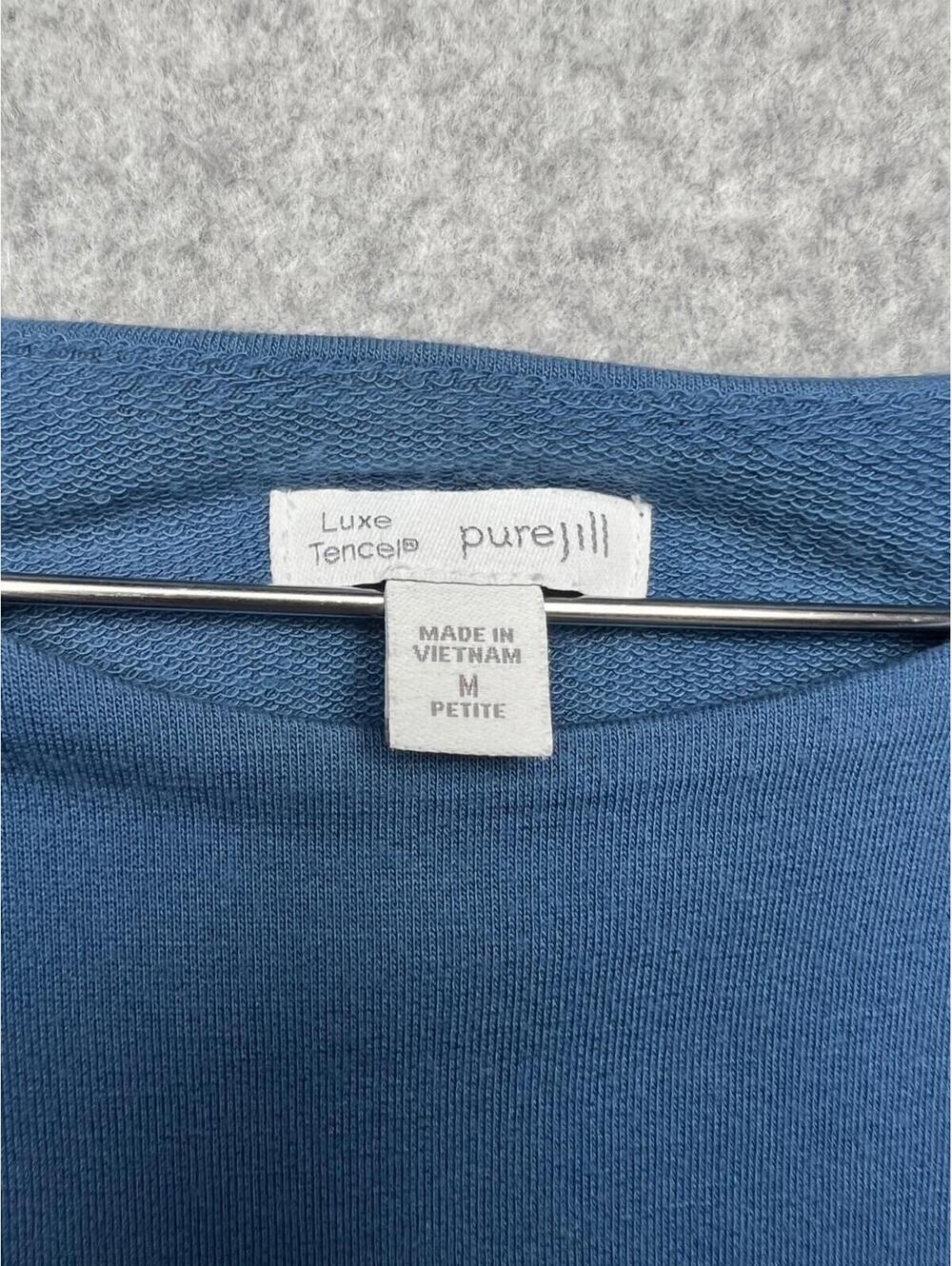 Pure Jill Luxe Coastal Tencel Shirt Dress Layered Womens Petite M Minimalist - Picture 12 of 14
